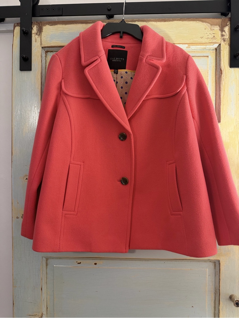 Talbots Coral Wool Blend Swing Peacoat Jacket | Size 14 Woman Petite